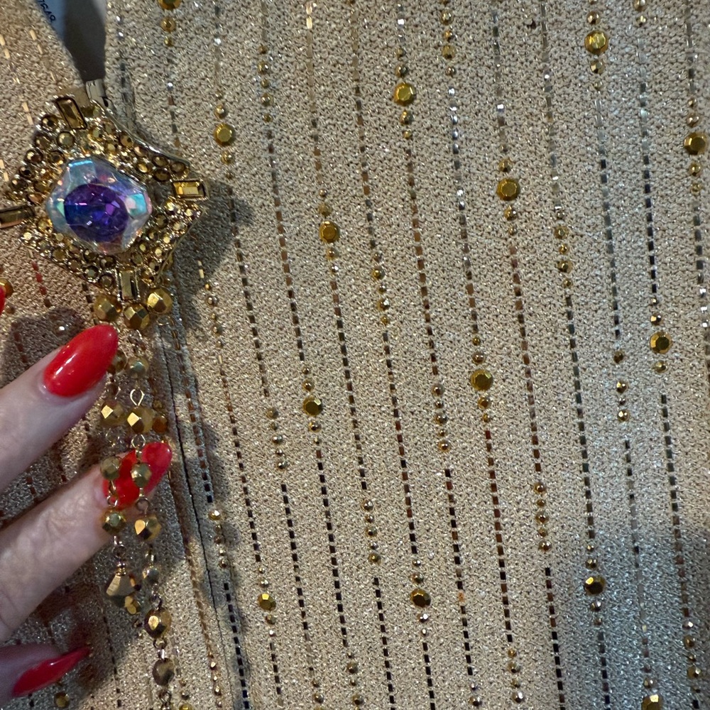 St. John Gold Luxe Fabric with Intricate Detailing - size 16
